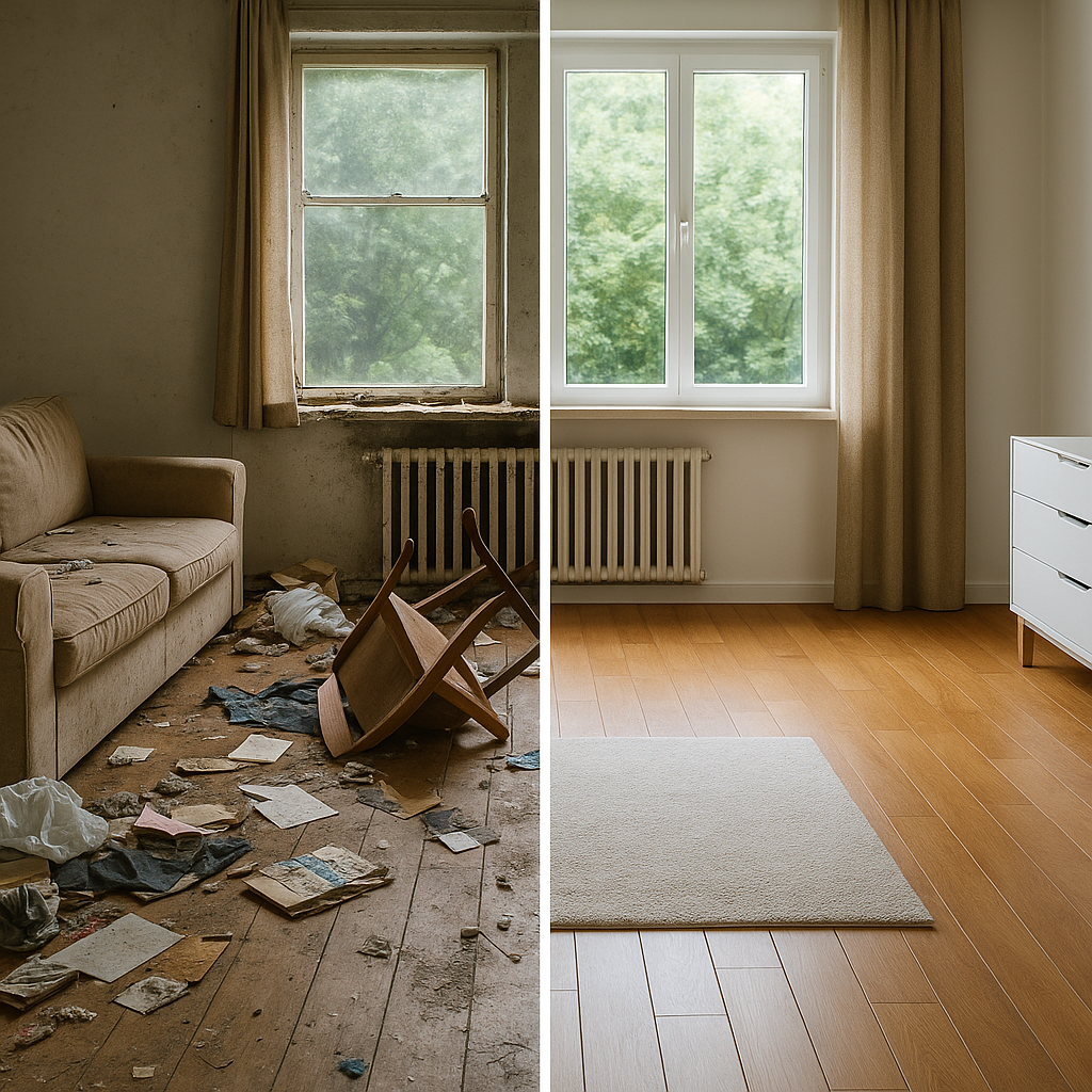 Before and after cleanout transformation